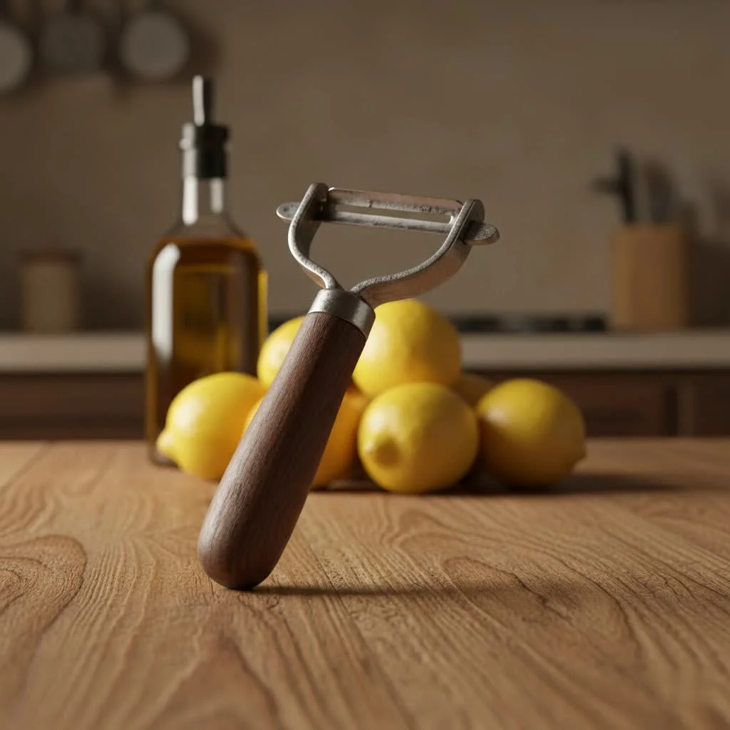 Classic metal potato peeler with a simple design