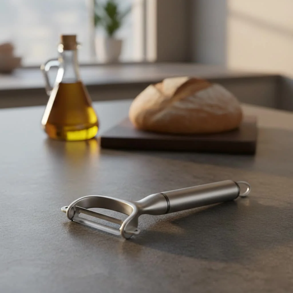 Classic potato peeler with a wooden handle
