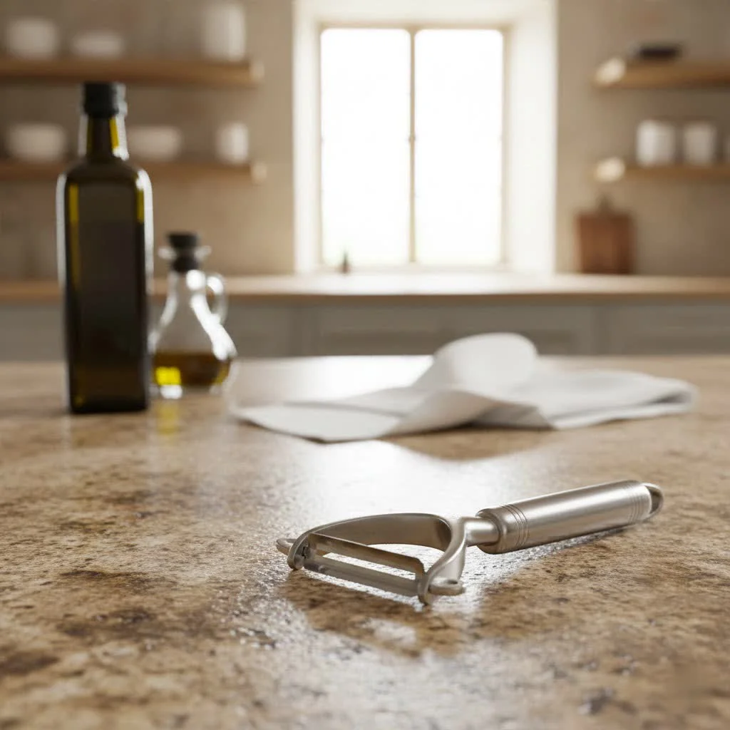 Classic potato peeler with wooden handle